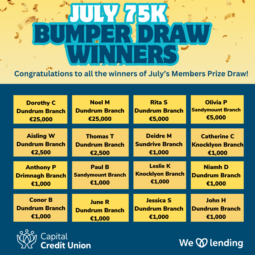 ? Congratulations to Our €75k Bumper Draw Winners! ?